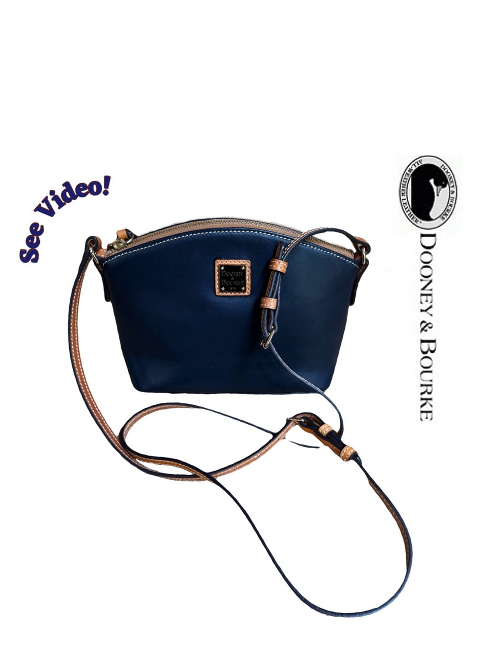🫐 Dooney & Bourke Leather Kirby Robin Crossbody Bag Navy Blue 🫐